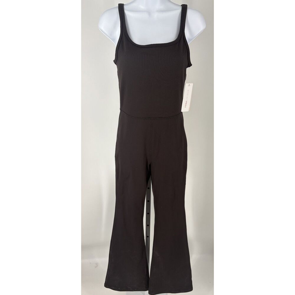Yogalicious Ribbed Black Flare Jumpsuit
